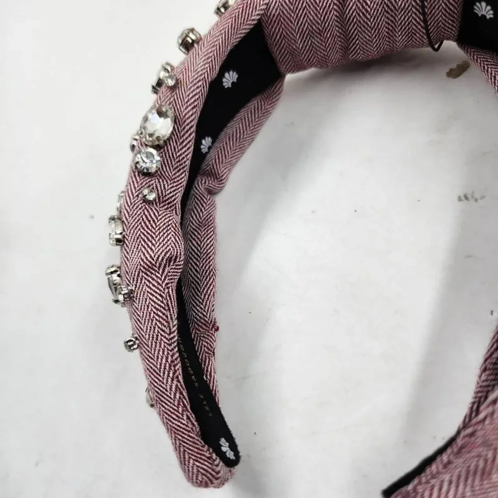 Lele Sadoughi Herringbone Embellished Knotted Headband Women's OS Red/Silver